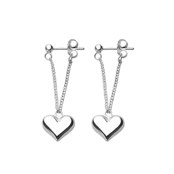 Earring Silver Heart Chain