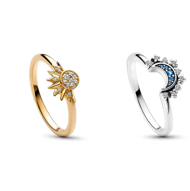 Sun And Moon Ring Gold And Silver Color